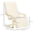 HOMCOM - Fauteuil style nordique - repose-pied réglable - déhoussable - bois de bouleau tissu crème - vignette