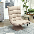 HOMCOM - Fauteuil relax grand confort pivotant inclinaison réglable 5 niv. épais garnissage mousse haute densité tissu velours microfibre beige - vignette