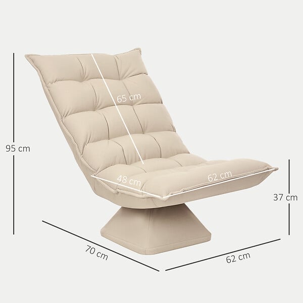 HOMCOM - Fauteuil relax grand confort pivotant inclinaison réglable 5 niv. épais garnissage mousse haute densité tissu velours microfibre beige - large