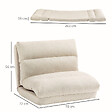 HOMCOM - Fauteuil convertible fauteuil paresseux grand confort inclinaison dossier multipositions 90°-180° tissu beige chiné - vignette