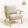 HOMCOM - Fauteuil lounge style nordique bois hévéa verni tissu toucher lin beige - vignette
