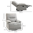 HOMCOM - Fauteuil de relaxation grand confort pivotant 360° dossier inclinable repose-pied ajustable tissu gris clair - vignette