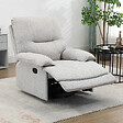 HOMCOM - Fauteuil de relaxation grand confort pivotant 360° dossier inclinable repose-pied ajustable tissu gris clair - vignette