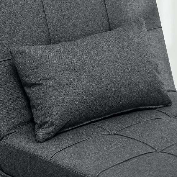 HOMCOM - Chauffeuse fauteuil convertible inclinable réglable tissu effet capitonné gris - large
