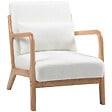 HOMCOM - Fauteuil lounge - 3 coussins inclus - assise profonde - accoudoirs - structure bois hévéa - effet laine bouclée blanc - vignette