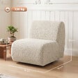 HOMCOM - Fauteuil lounge design arrondi pivotant tissu chenille beige - vignette