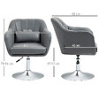HOMCOM - Fauteuil lounge design grand confort coussins lombaires hauteur réglable pivotant 360° piètement métal chromé lin gris - vignette