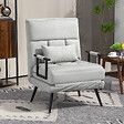 HOMCOM - Fauteuil chauffeuse canapé-lit convertible 1 place coussin pieds accoudoirs métal noir velours gris clair - vignette