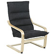 HOMCOM - Fauteuil salon style nordique accoudoirs incurvés coussins velours noir - vignette