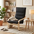 HOMCOM - Fauteuil salon style nordique accoudoirs incurvés coussins velours noir - vignette