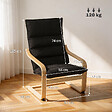 HOMCOM - Fauteuil salon style nordique accoudoirs incurvés coussins velours noir - vignette