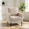 HOMCOM - Fauteuil de salon design piètement tubulaire acier noir tissu toucher lin beige - vignette