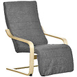 HOMCOM - Fauteuil style nordique - repose-pied réglable - déhoussable - bois de bouleau tissu gris - vignette