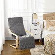 HOMCOM - Fauteuil style nordique - repose-pied réglable - déhoussable - bois de bouleau tissu gris - vignette