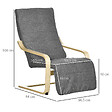 HOMCOM - Fauteuil style nordique - repose-pied réglable - déhoussable - bois de bouleau tissu gris - vignette