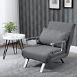 HOMCOM - Fauteuil chauffeuse canapé-lit convertible 1 place déhoussable grand confort coussin pieds accoudoirs métal lin gris clair - vignette