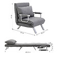 HOMCOM - Fauteuil chauffeuse canapé-lit convertible 1 place déhoussable grand confort coussin pieds accoudoirs métal lin gris clair - vignette