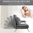 HOMCOM - Fauteuil chauffeuse canapé-lit convertible 1 place déhoussable grand confort coussin pieds accoudoirs métal lin gris clair - vignette
