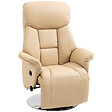 HOMCOM - Fauteuil relax inclinable repose-pied réglable pivotant 360° piètement métal chromé revêtement synthétique beige - vignette