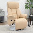 HOMCOM - Fauteuil relax inclinable repose-pied réglable pivotant 360° piètement métal chromé revêtement synthétique beige - vignette