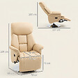 HOMCOM - Fauteuil relax inclinable repose-pied réglable pivotant 360° piètement métal chromé revêtement synthétique beige - vignette