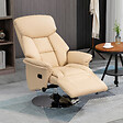 HOMCOM - Fauteuil relax inclinable repose-pied réglable pivotant 360° piètement métal chromé revêtement synthétique beige - vignette