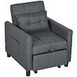 HOMCOM - Fauteuil convertible 3 en 1 chaise longue lit dossier inclinable 3 positions coussin gris - vignette