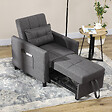 HOMCOM - Fauteuil convertible 3 en 1 chaise longue lit dossier inclinable 3 positions coussin gris - vignette