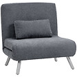 HOMCOM - Fauteuil convertible réglable design moderne piètement incliné métal tissu gris - vignette