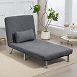 HOMCOM - Fauteuil convertible réglable design moderne piètement incliné métal tissu gris - vignette