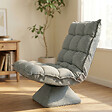 HOMCOM - Fauteuil relax grand confort pivotant inclinaison réglable 5 niv. épais garnissage mousse haute densité tissu velours microfibre gris clair - vignette