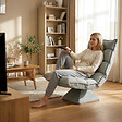 HOMCOM - Fauteuil relax grand confort pivotant inclinaison réglable 5 niv. épais garnissage mousse haute densité tissu velours microfibre gris clair - vignette