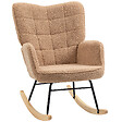 HOMCOM - Fauteuil à bascule rocking chair revêtement effet laine bouclée, structure en acier 71 x 98 x 101 cm marron - vignette