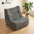 HOMCOM - Fauteuil modulable design contemporain effet surpiqûres verticales tissu gris - vignette