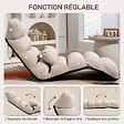 HOMCOM - Fauteuil convertible paresseux grand confort réglable tissu toucher lin beige - vignette