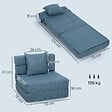 HOMCOM - Chauffeuse canapé-lit convertible 1 place - coussin déhoussable inclus - tissu bleu - vignette