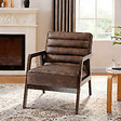 HOMCOM - Fauteuil lounge style Chesterfield matelassé bois synthétique effet vieilli marron - vignette