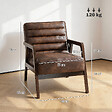 HOMCOM - Fauteuil lounge style Chesterfield matelassé bois synthétique effet vieilli marron - vignette