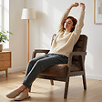HOMCOM - Fauteuil lounge style Chesterfield matelassé bois synthétique effet vieilli marron - vignette