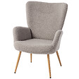 HOMCOM - Fauteuil bouclette design à oreilles piètement métal effet bois gris - vignette