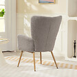HOMCOM - Fauteuil bouclette design à oreilles piètement métal effet bois gris - vignette