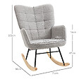 HOMCOM - Fauteuil à bascule rocking chair design - structure acier piètement bois tissu effet laine bouclé gris - vignette