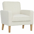 HOMCOM - Fauteuil style nordique avec coussin traversin velours crème - vignette