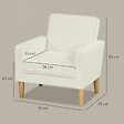 HOMCOM - Fauteuil style nordique avec coussin traversin velours crème - vignette
