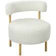 HOMCOM - Fauteuil style nordique bouclette crème assise ronde dossier ajouré bois - vignette