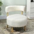 HOMCOM - Fauteuil style nordique bouclette crème assise ronde dossier ajouré bois - vignette