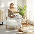 HOMCOM - Fauteuil style nordique bouclette crème assise ronde dossier ajouré bois - vignette