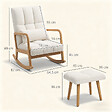 HOMCOM - Fauteuil à bascule tissu laine bouclée matelasée avec repose-pieds style nordique blanc - vignette