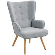 HOMCOM - Fauteuil à oreilles style nordique piètement bois effet laine bouclée gris - vignette