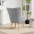 HOMCOM - Fauteuil à oreilles style nordique piètement bois effet laine bouclée gris - vignette